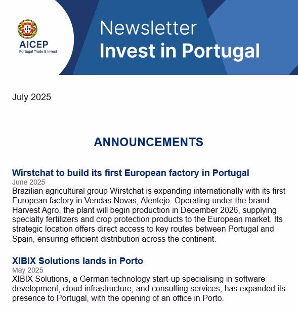 Newsletter Invest in Portugal